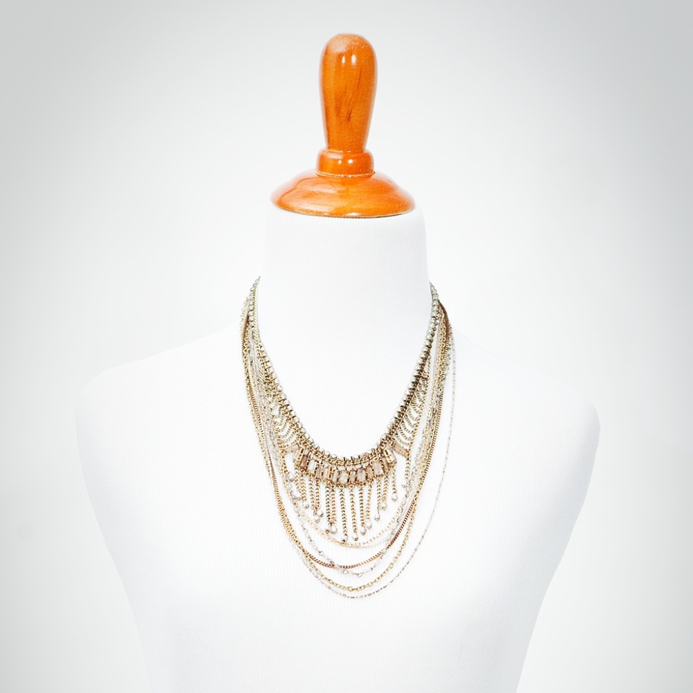 Antique brass layered necklace